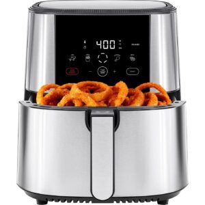 Air fryer inox 7,6 L — écran tactile, rappel de secouage